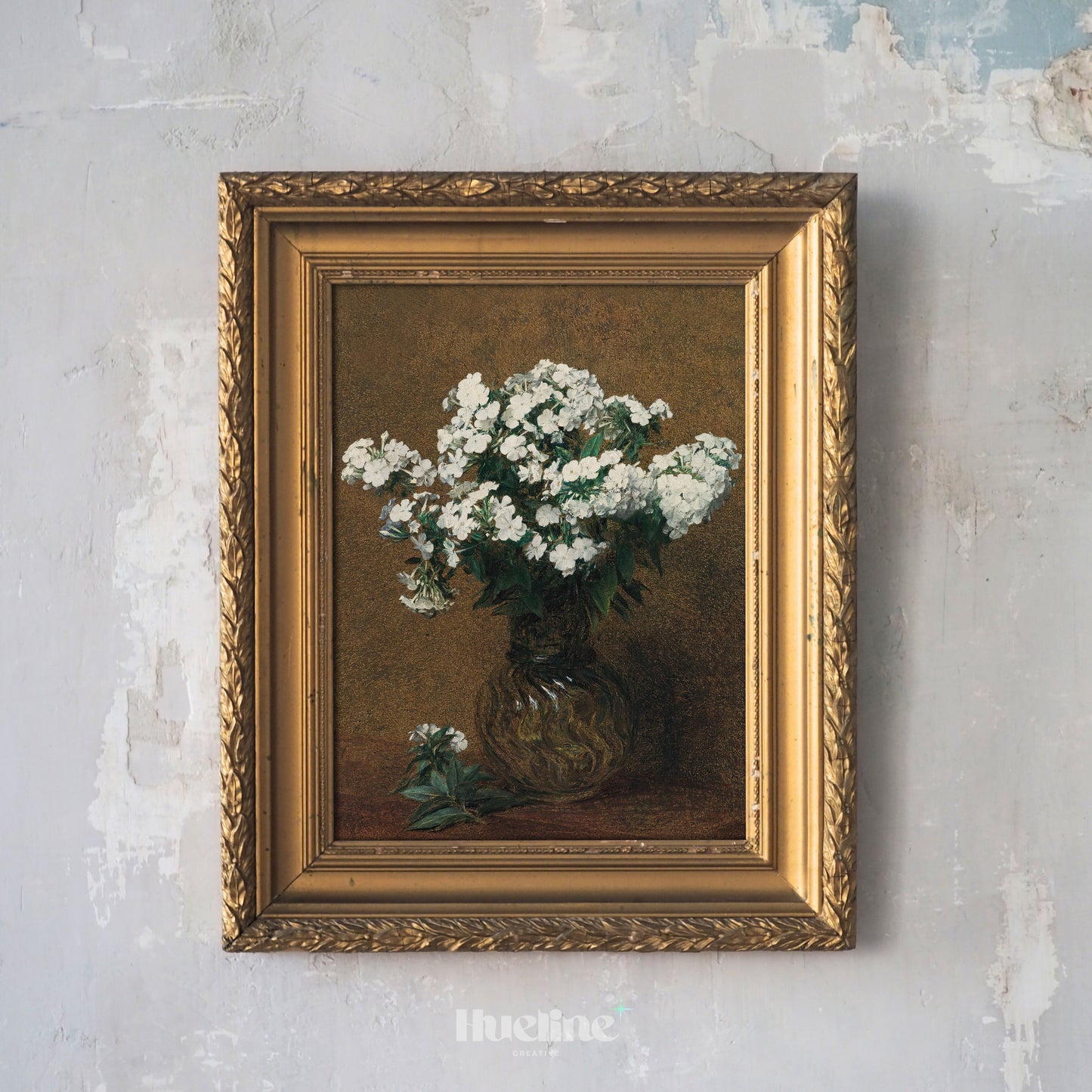 Vintage White Floral Wall Art | Classic Still Life Flower Painting Print - L1110
