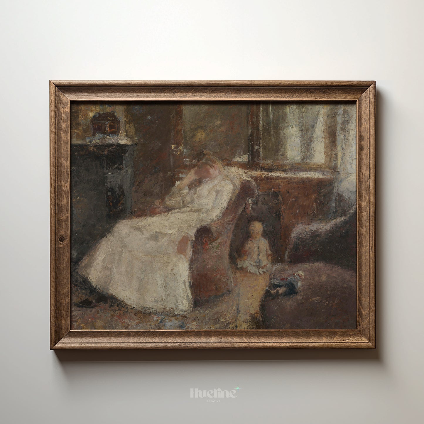 Vintage Mother and Child Painting Print, Impressionist Interior Wall Art, Soft Nostalgic Home Decor - L1098