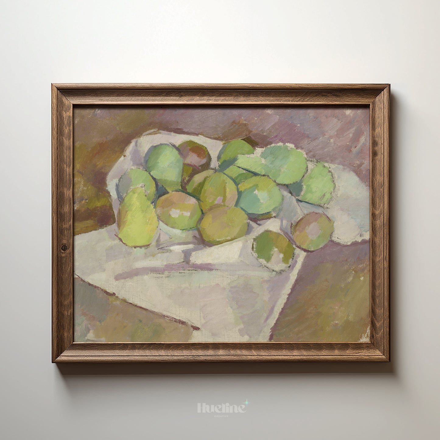 Vintage Still Life Fruit Painting Print – Green Apple & Pear Art for Kitchen or Dining Room – Artistic Gift for Art Lovers - L1066