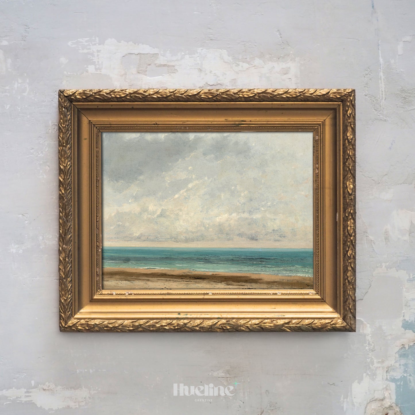 Vintage Coastal Wall Art – Serene Seaside Landscape Print, Antique Ocean Painting, Tranquil Beach Scene for Timeless Home Decor - L1100