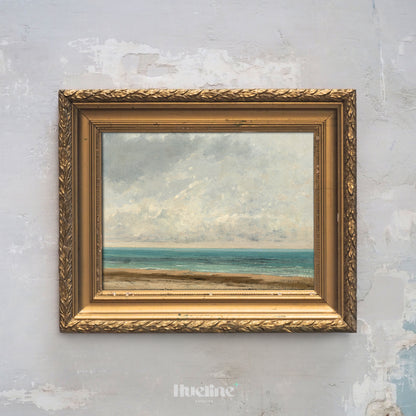 Vintage Coastal Wall Art – Serene Seaside Landscape Print, Antique Ocean Painting, Tranquil Beach Scene for Timeless Home Decor - L1100