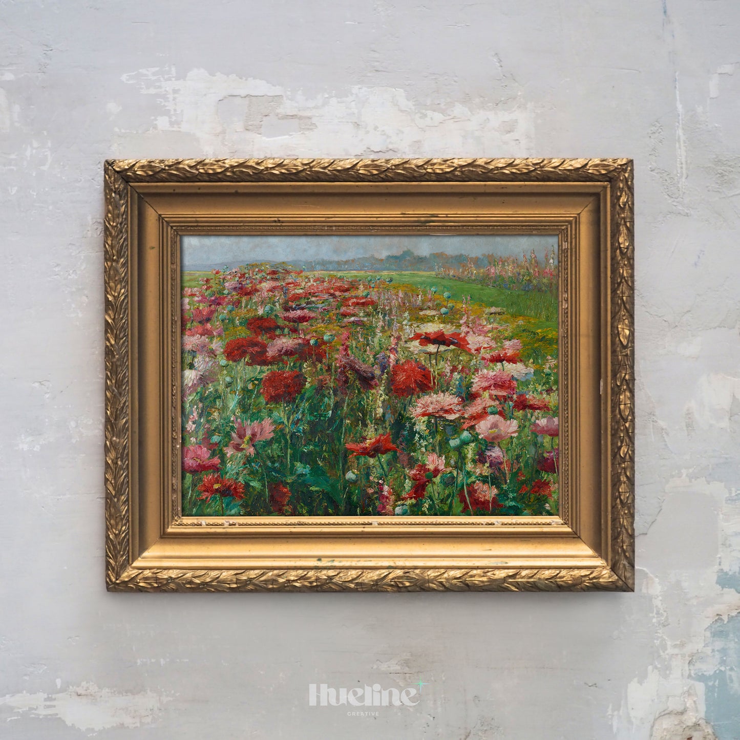 Wildflower Meadow Art Print – Colorful Field Landscape Wall Art – Cottagecore Botanical Nature Painting – Rustic Floral Decor – Gift for Flower Lovers - L1072
