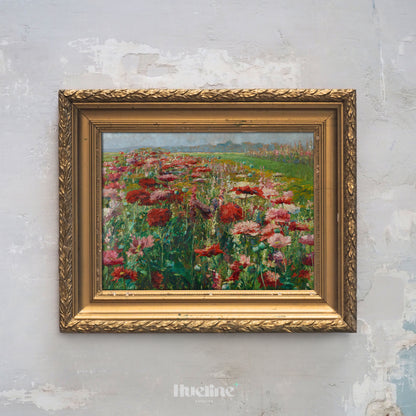 Wildflower Meadow Art Print – Colorful Field Landscape Wall Art – Cottagecore Botanical Nature Painting – Rustic Floral Decor – Gift for Flower Lovers - L1072