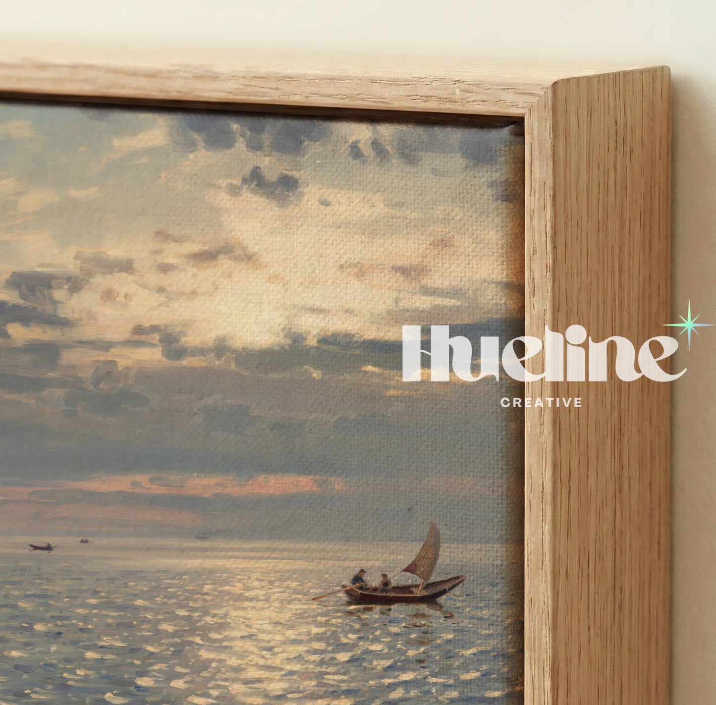 Moody Vintage Seascape, Sailboat Sunset Oil Painting, Coastal Wall Art, Antique Sea Print - L1214