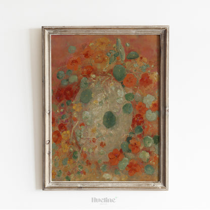 Vintage Abstract Floral Art Print – Warm Botanical Painting with Earth Tones – Boho Wall Decor Gift for Her - L1065