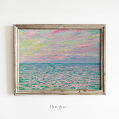 Soft Neutral Coastal Watercolor Print, Minimalist Beach Landscape Wall Art - L1158