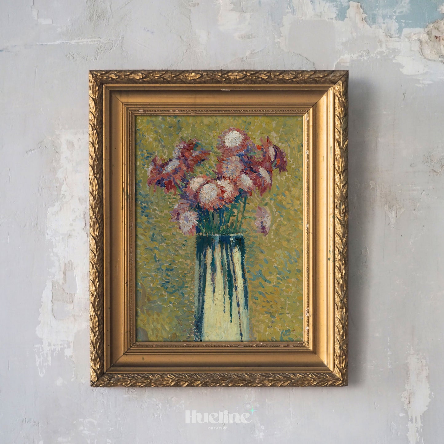 Impressionist Floral Still Life Art Print – Bold Vintage Flower Bouquet in Vase – Textured Botanical Wall Decor for Artistic Interiors - L1047