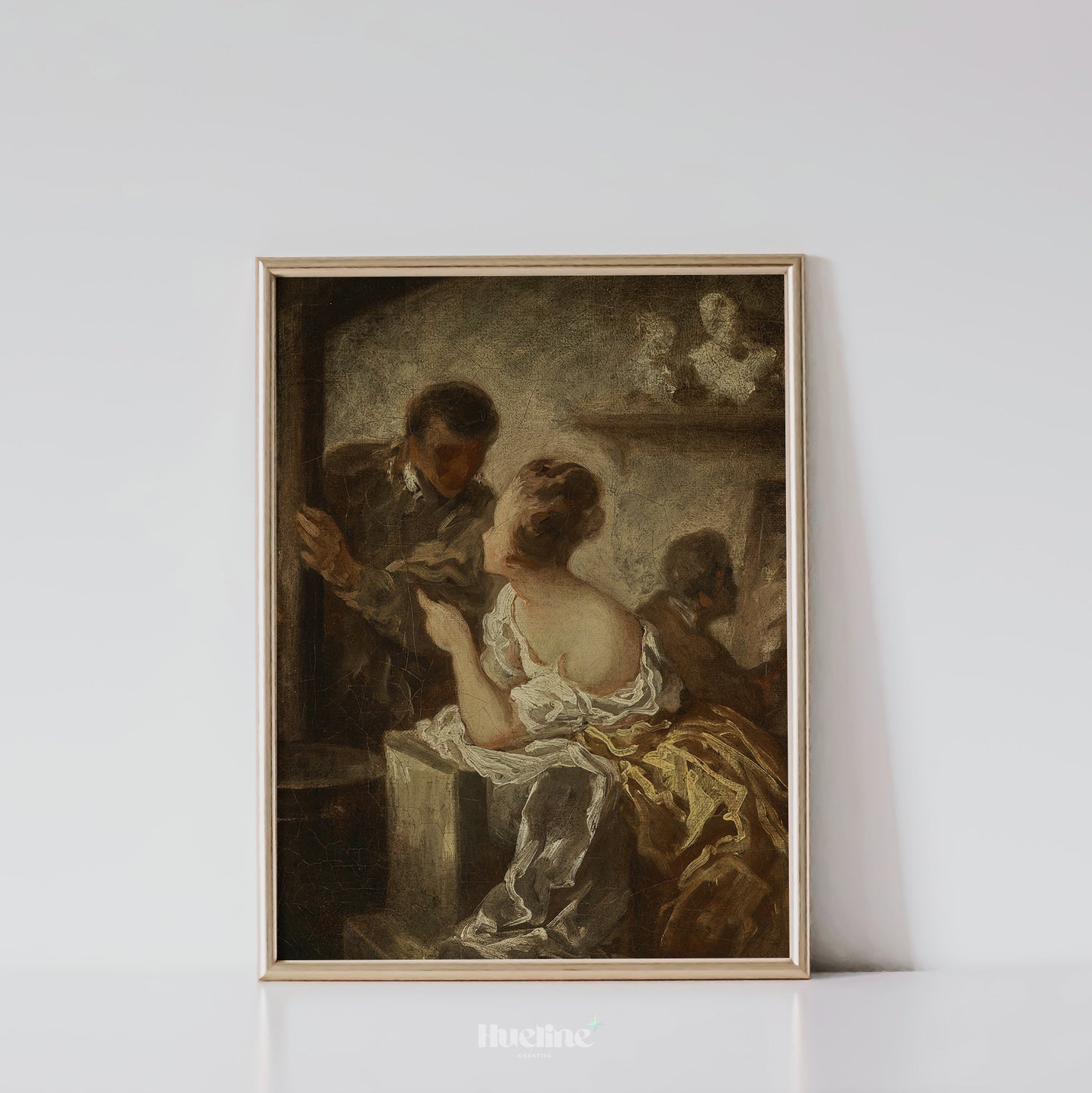 Romantic Vintage Couple Art Print – Baroque Style Painting with Soft Tones – Antique Historical Wall Decor for Elegant Interiors - L1052