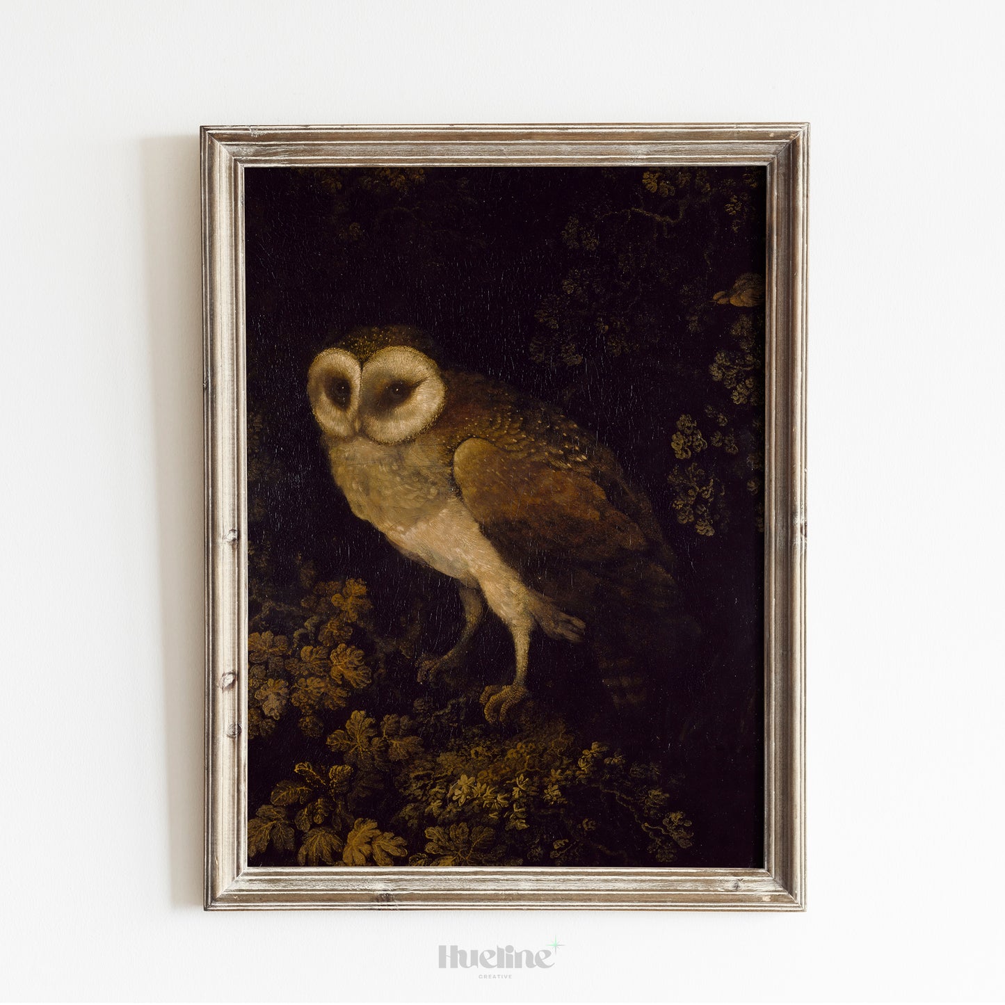 Vintage Owl Wall Art Print – Moody Dark Aesthetic Animal Painting for Nature Lovers, Gothic Decor, Ideal Gift for Wildlife Enthusiasts - L1077