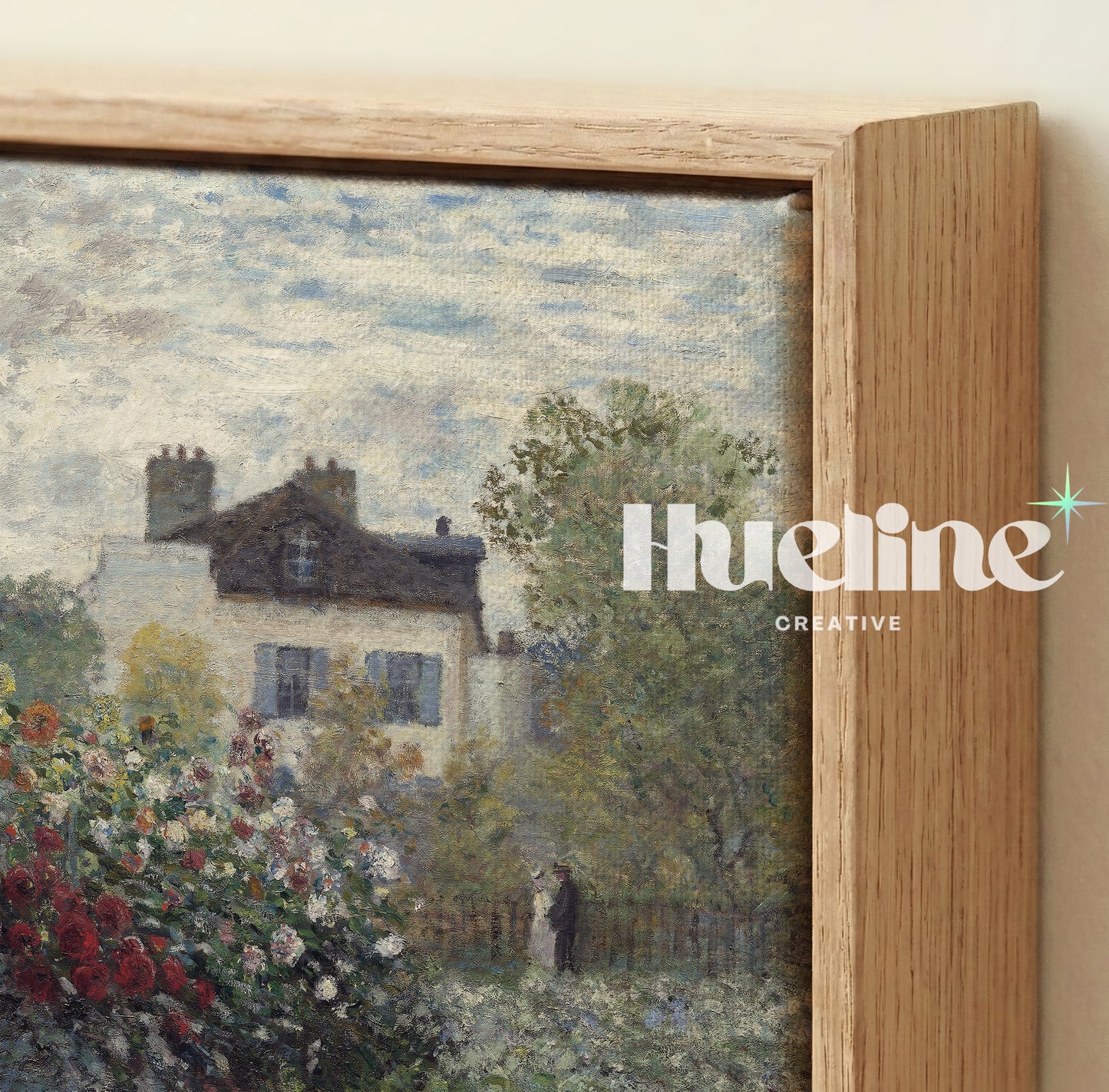 Vintage Impressionist Garden Print, Antique French Cottage Floral Landscape - L1162