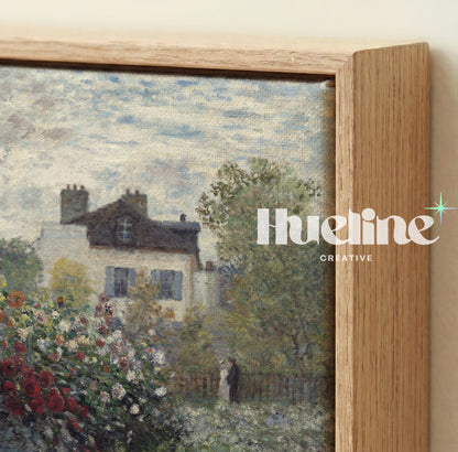 Vintage Impressionist Garden Print, Antique French Cottage Floral Landscape - L1162