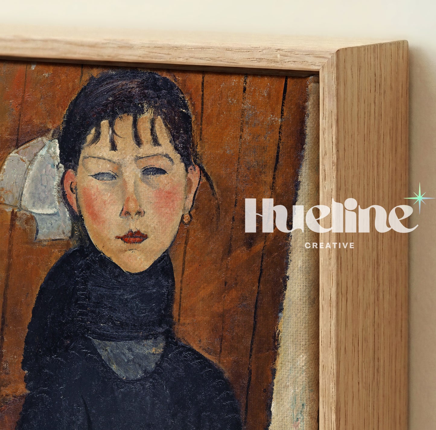 Vintage Expressionist Woman Portrait Oil Painting, Earthy Tone Moody Female Wall Art Print - L1193