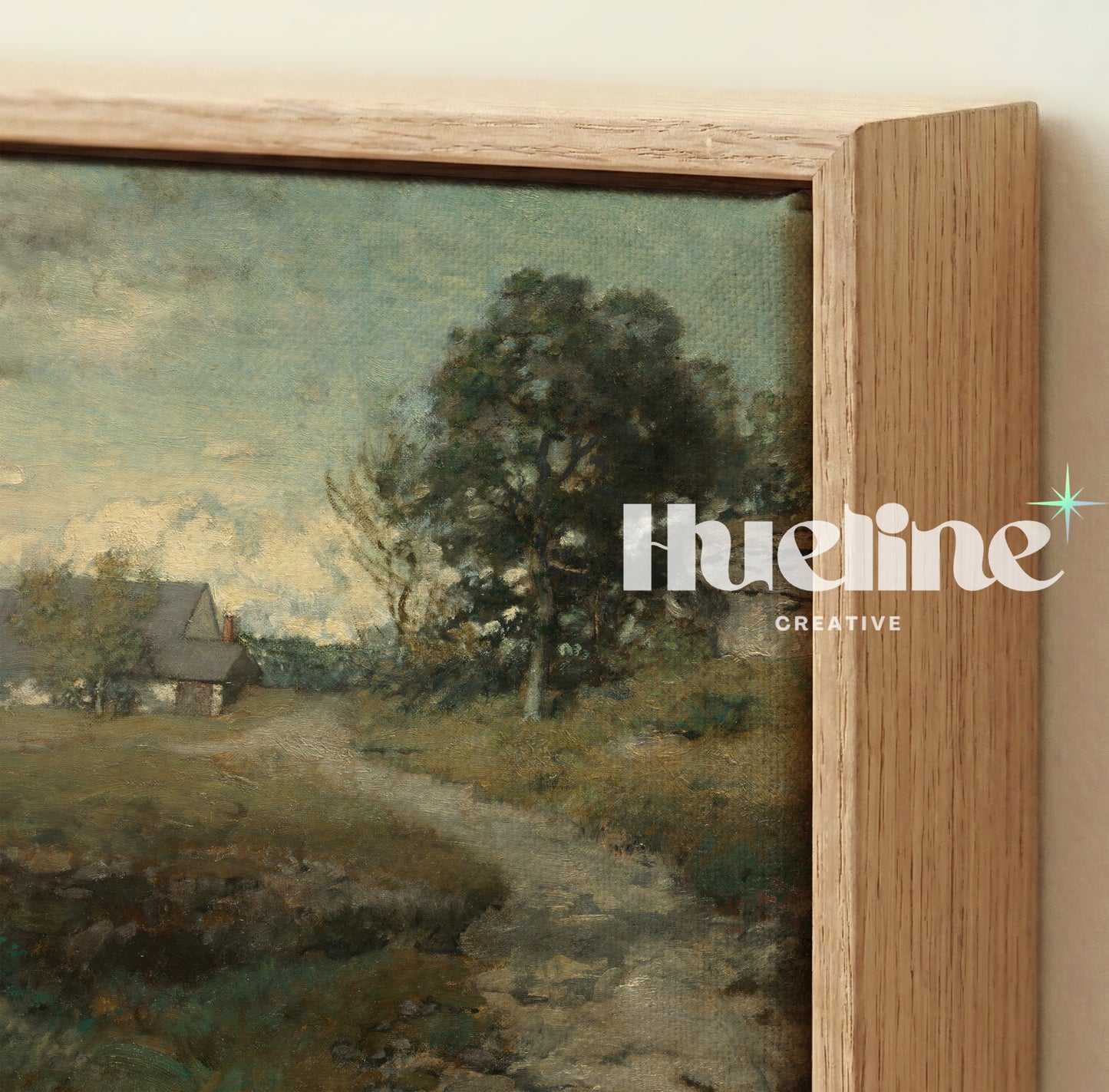 Vintage Country Cottage Print, Rustic Farmhouse Wall Art, Countryside Path Painting - L1171