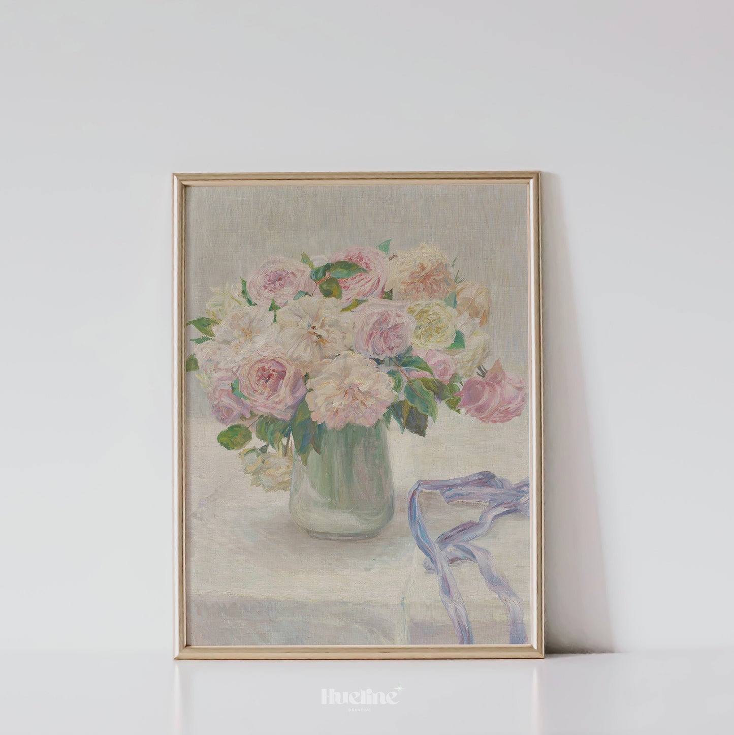 Vintage Floral Wall Art - Romantic Roses Painting - Shabby Chic Home Decor - Cottagecore Wall Hanging - Pastel Flower Artwork - L1030