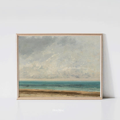 Vintage Coastal Wall Art – Serene Seaside Landscape Print, Antique Ocean Painting, Tranquil Beach Scene for Timeless Home Decor - L1100