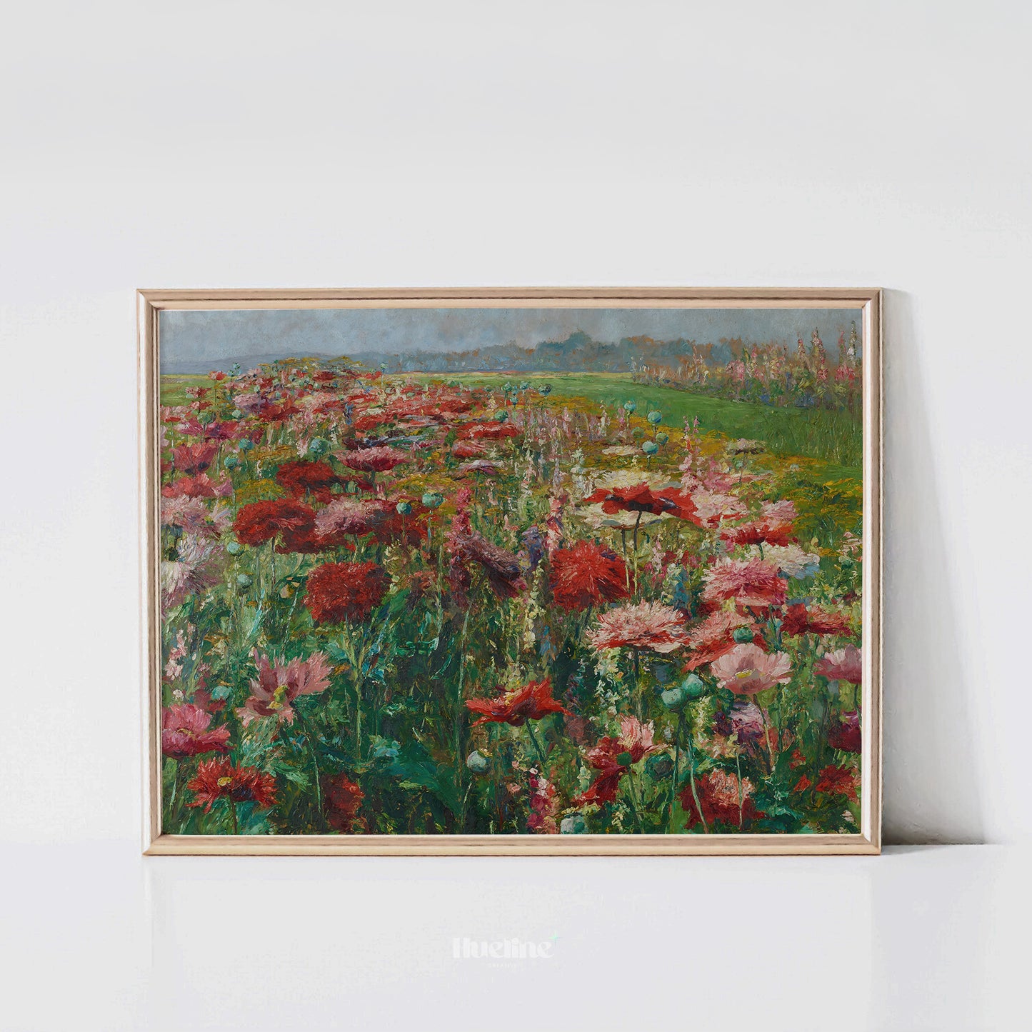 Wildflower Meadow Art Print – Colorful Field Landscape Wall Art – Cottagecore Botanical Nature Painting – Rustic Floral Decor – Gift for Flower Lovers - L1072