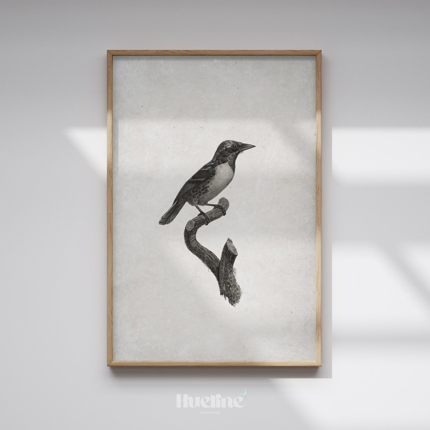Vintage Bird Illustration Print | Black and White Nature Wall Art - L1112