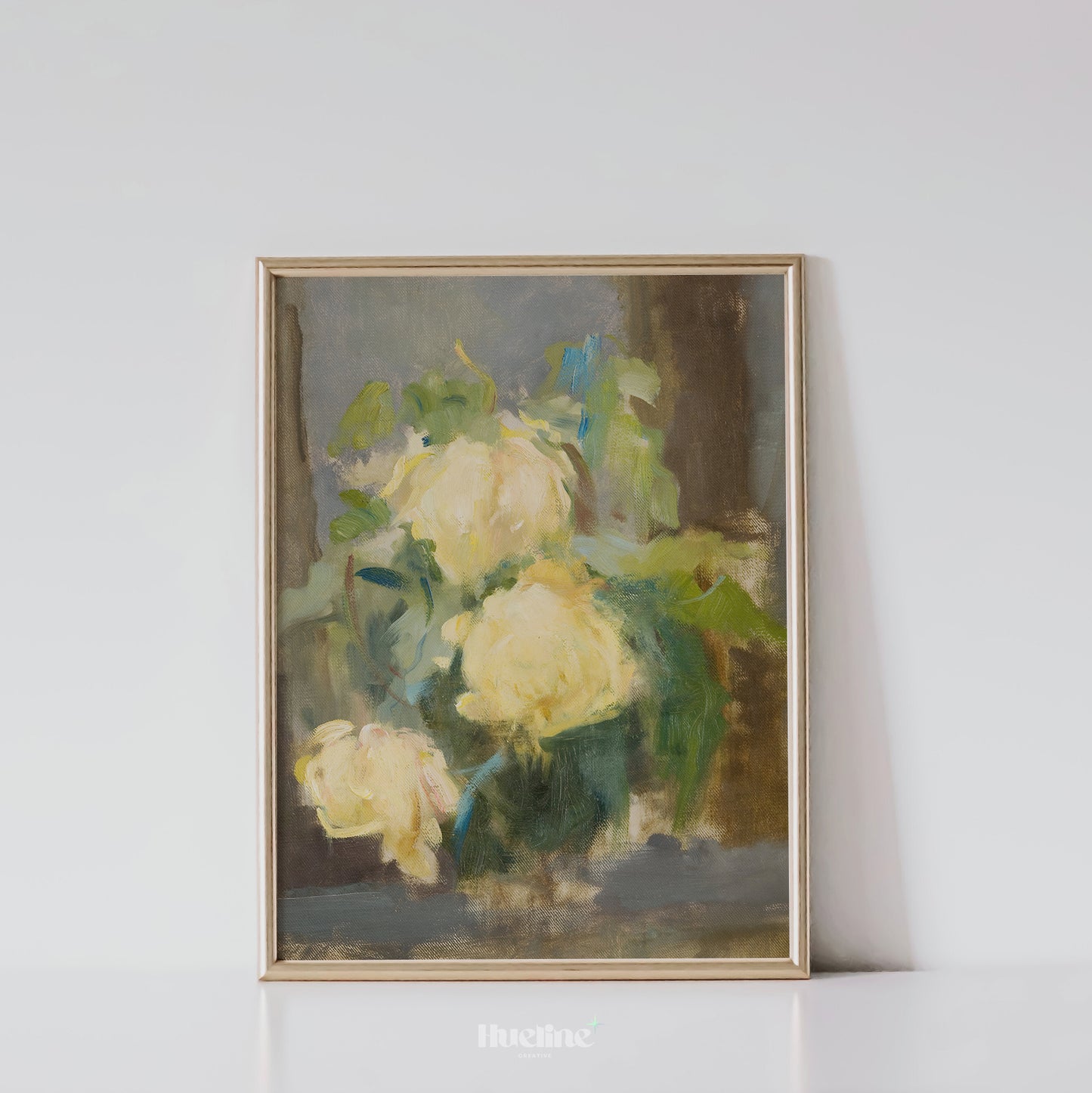 Vintage Yellow Rose Print, Antique Floral Still Life Wall Art, Rustic Cottagecore Flower Painting for Home Decor - L1082