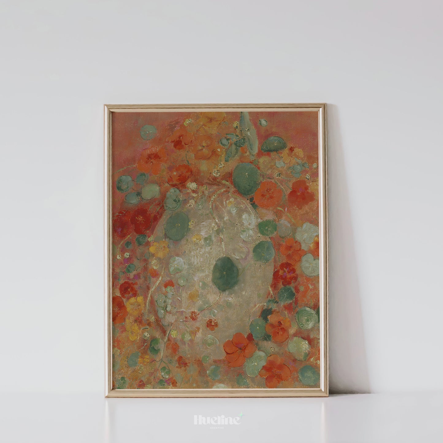 Vintage Abstract Floral Art Print – Warm Botanical Painting with Earth Tones – Boho Wall Decor Gift for Her - L1065