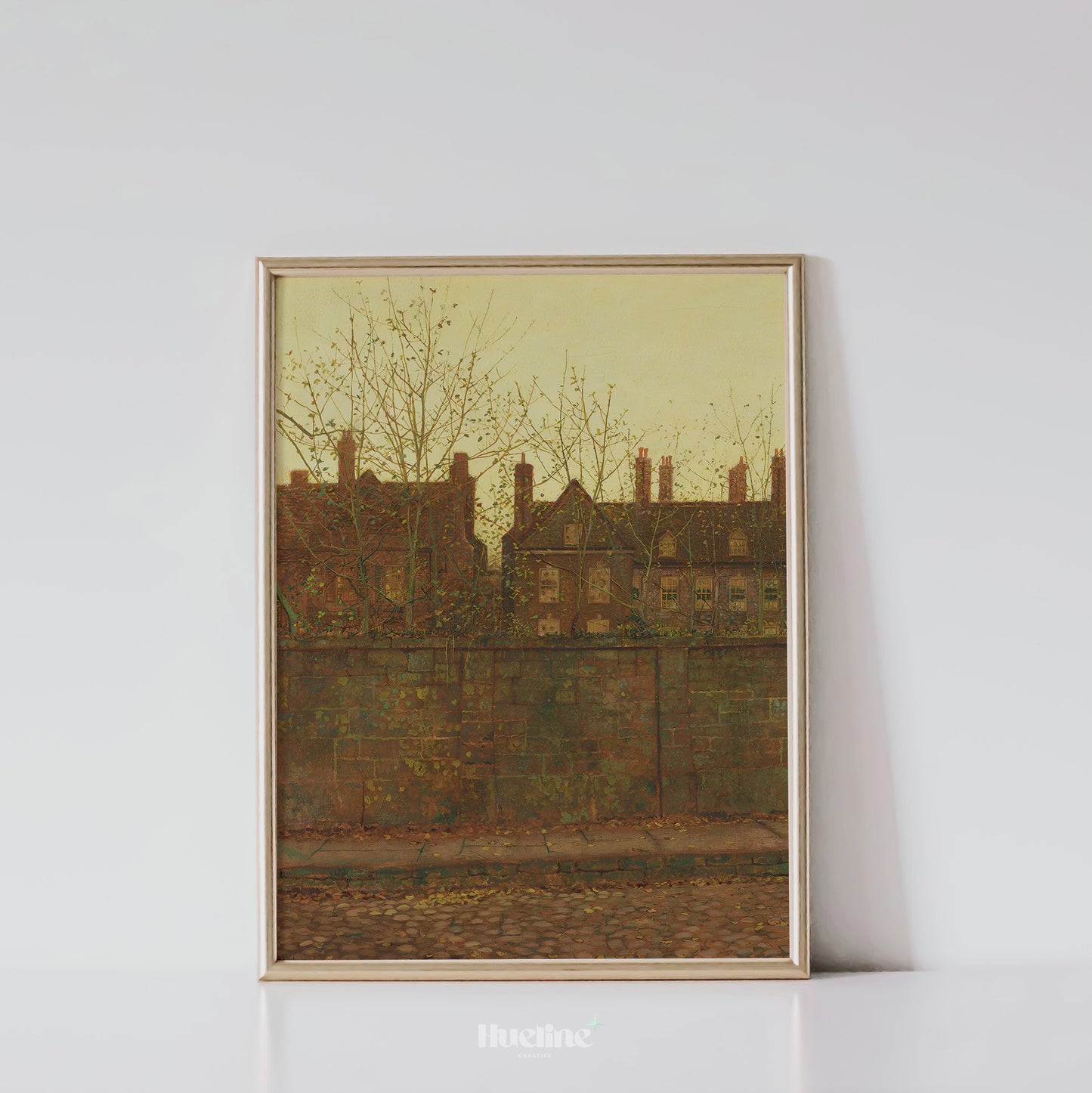 Vintage Urban Wall Art Print – Moody Yellow Sky Cityscape for Cozy Home Aesthetic, Autumn Architecture Decor, Gift for City Lovers - L1078
