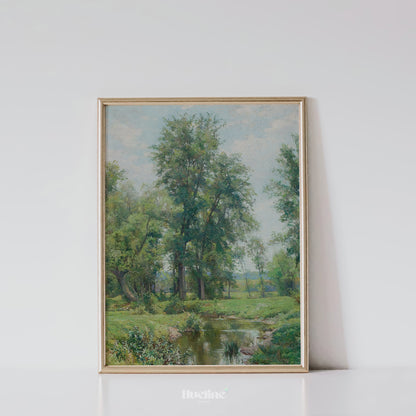 Pastoral Forest Landscape Print, Vintage Countryside Wall Art, Rustic Nature Scene Poster - L1088