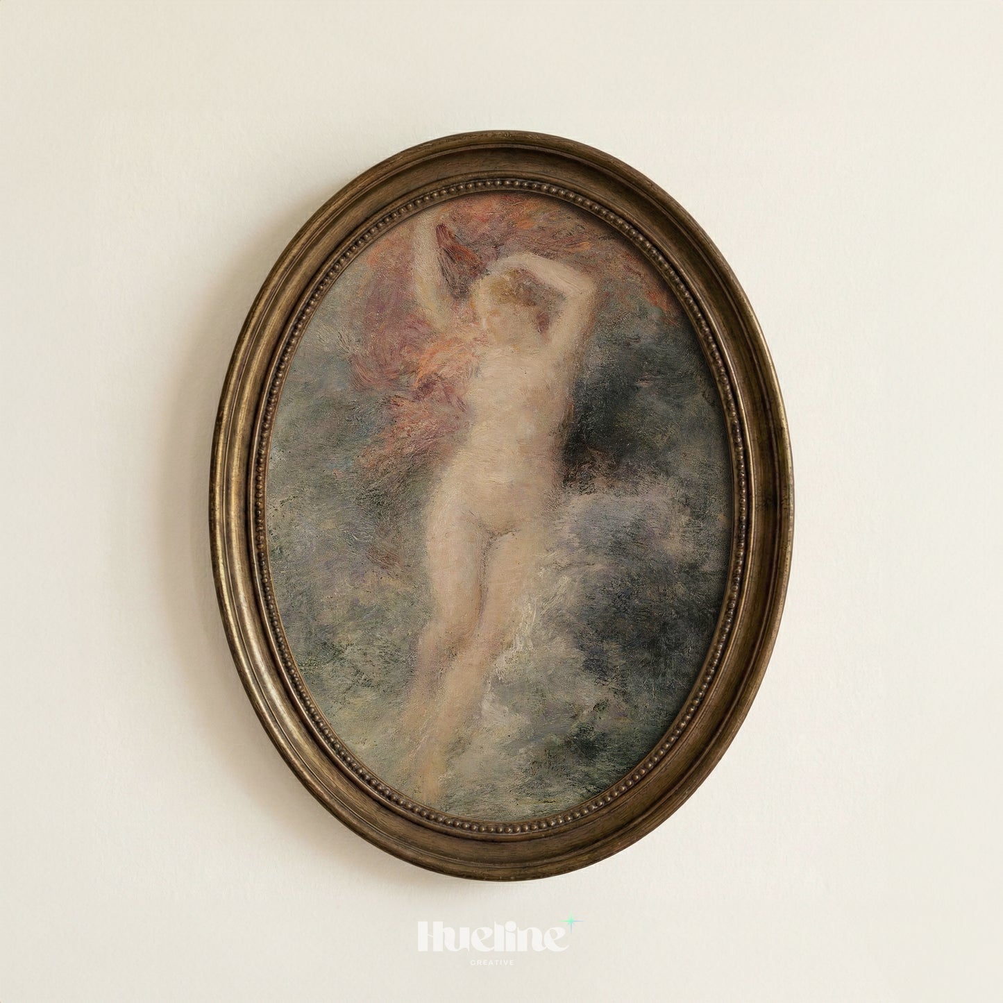 Vintage Impressionist Female Figure Print, Antique Classical Nude Wall Art - L1179