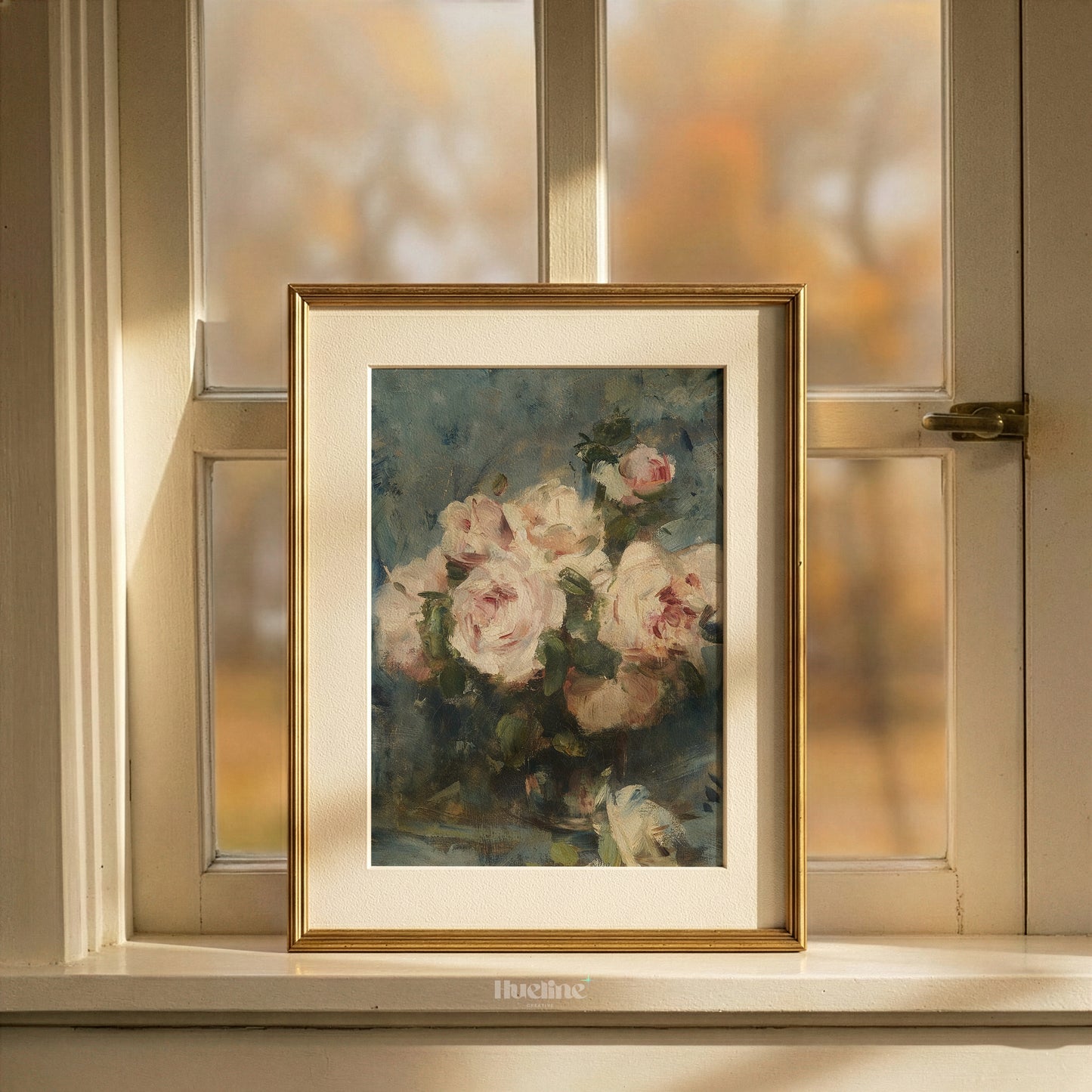 Moody Rose Wall Art, Vintage Floral Still Life, Dark Academia Flower Painting - L1173