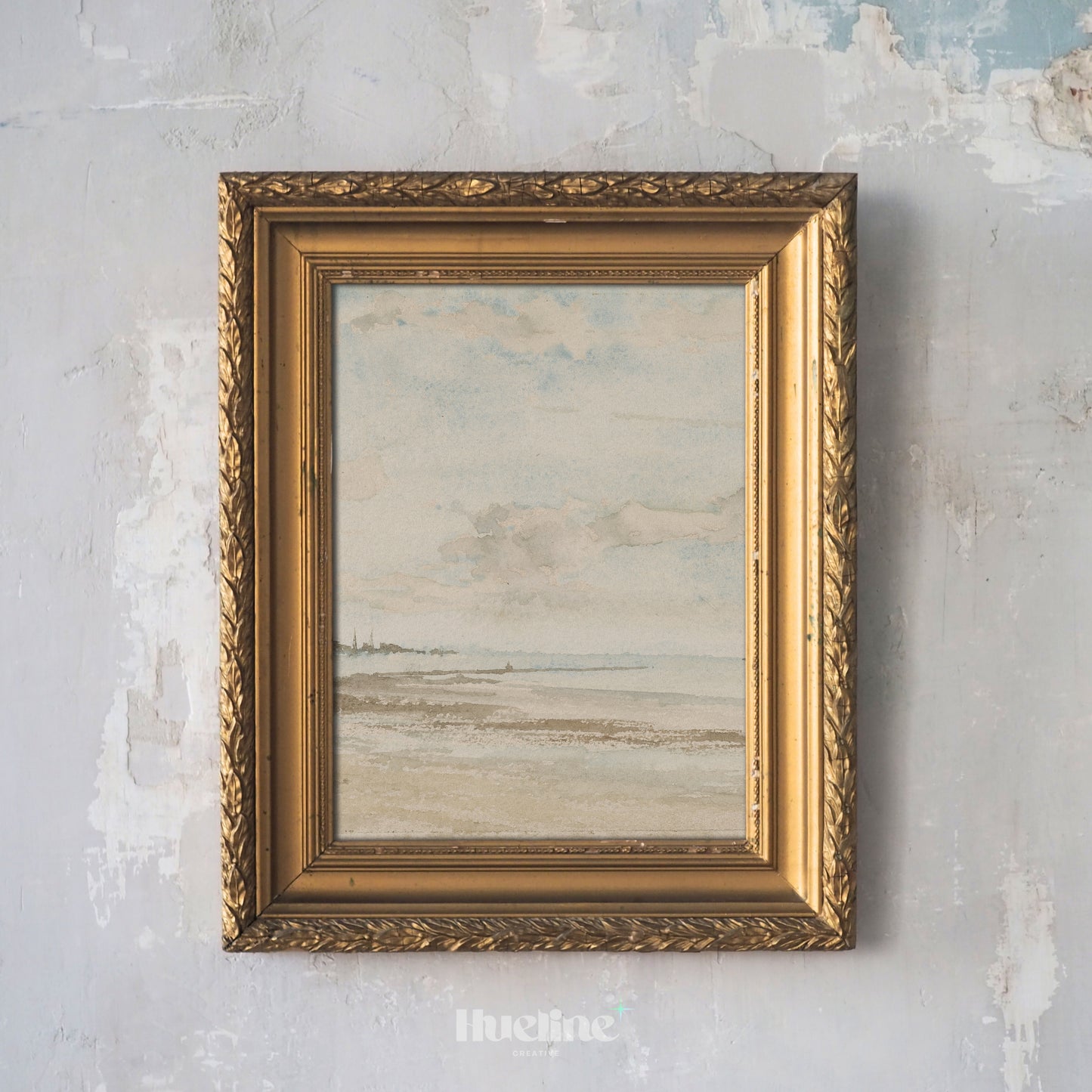 Soft Neutral Coastal Watercolor Print, Minimalist Beach Landscape Wall Art - L1157