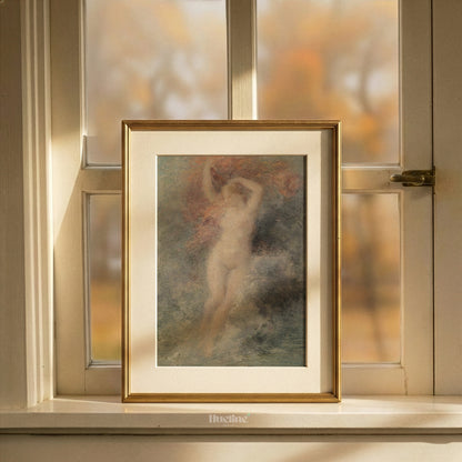Vintage Impressionist Female Figure Print, Antique Classical Nude Wall Art - L1179