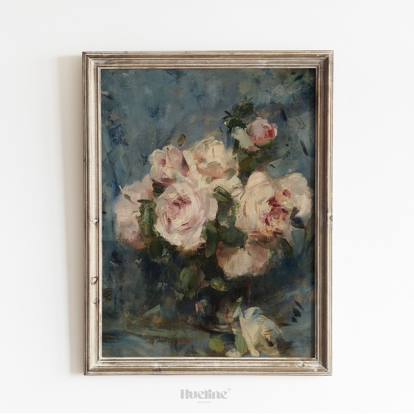 Moody Rose Wall Art, Vintage Floral Still Life, Dark Academia Flower Painting - L1173
