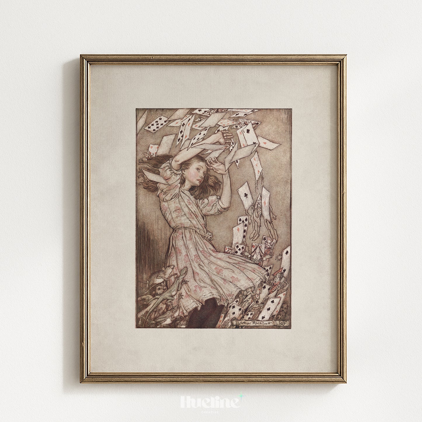 Alice in Wonderland Print Arthur Rackham, Vintage Storybook Illustration, Fantasy Nursery Wall Art - L1201
