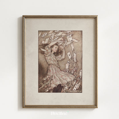 Alice in Wonderland Print Arthur Rackham, Vintage Storybook Illustration, Fantasy Nursery Wall Art - L1201