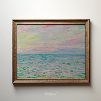 Soft Neutral Coastal Watercolor Print, Minimalist Beach Landscape Wall Art - L1158