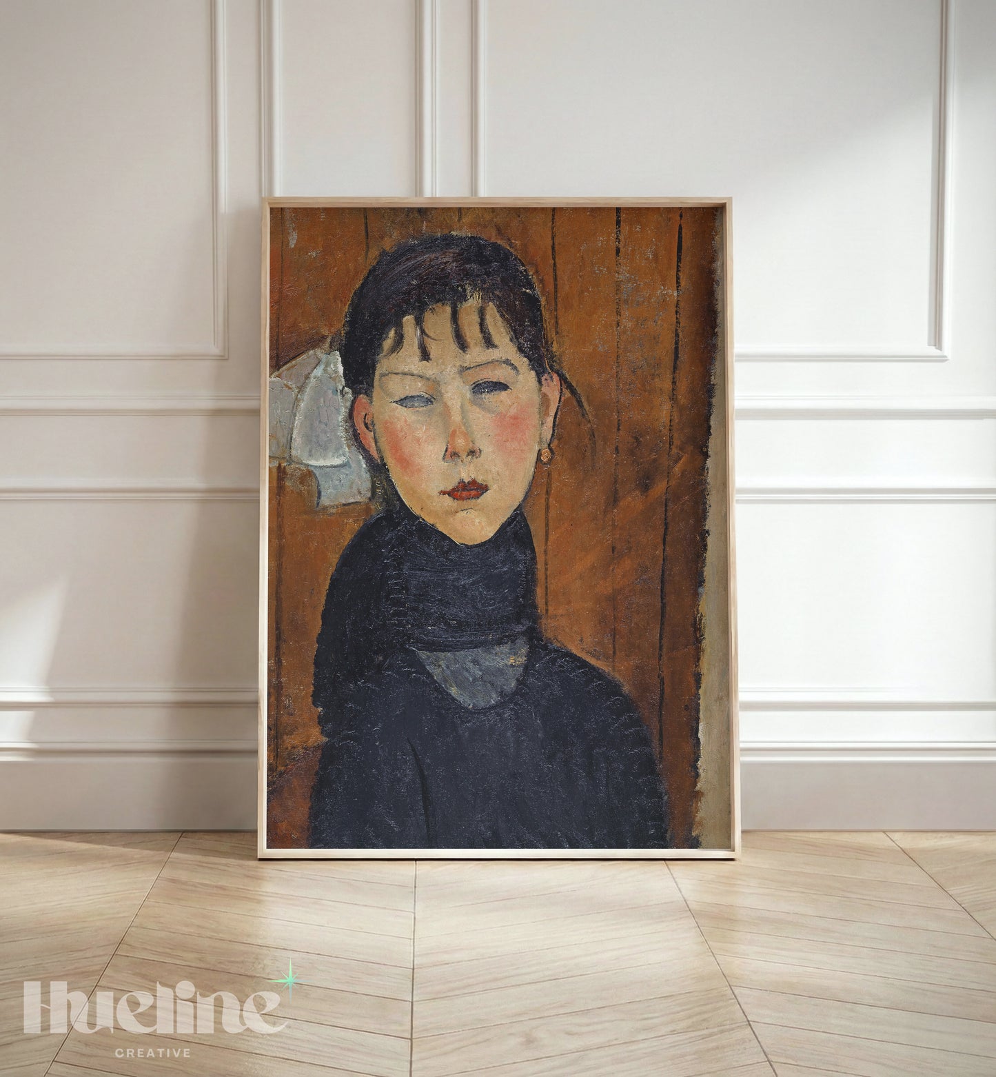 Vintage Expressionist Woman Portrait Oil Painting, Earthy Tone Moody Female Wall Art Print - L1193