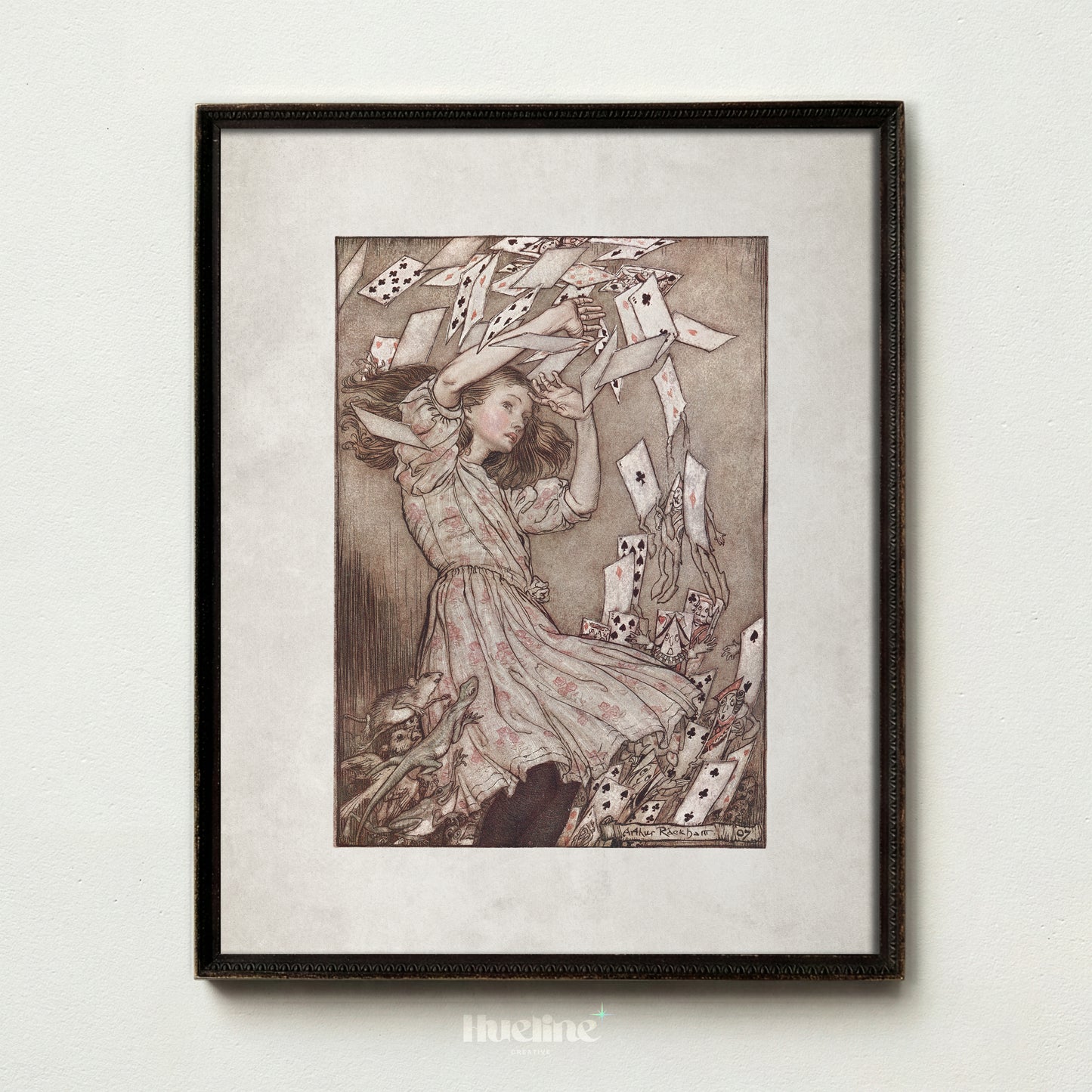 Alice in Wonderland Print Arthur Rackham, Vintage Storybook Illustration, Fantasy Nursery Wall Art - L1201