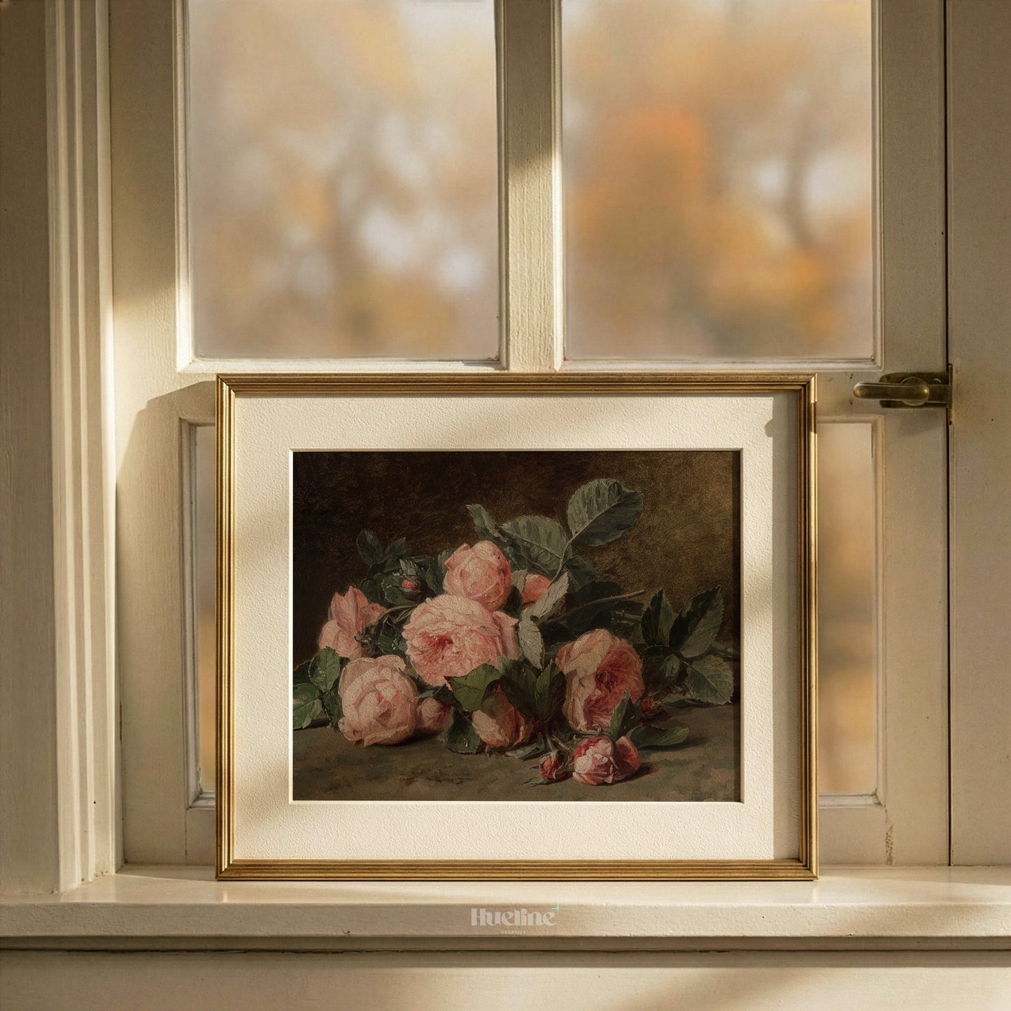 Vintage Pink Roses Oil Painting, Dark Moody Floral Still Life, Antique Wall Art - L1204