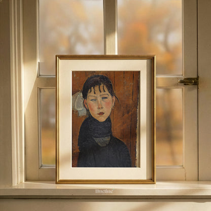 Vintage Expressionist Woman Portrait Oil Painting, Earthy Tone Moody Female Wall Art Print - L1193