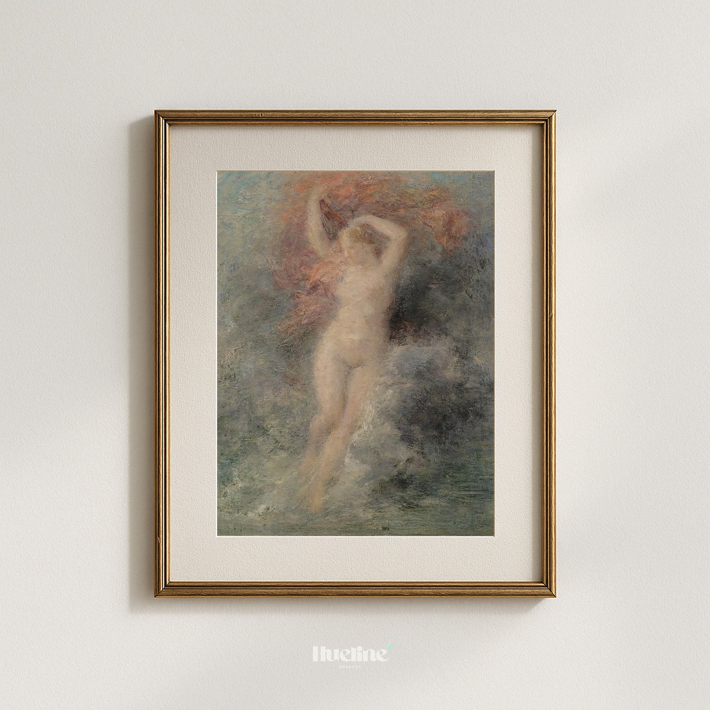 Vintage Impressionist Female Figure Print, Antique Classical Nude Wall Art - L1179
