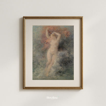 Vintage Impressionist Female Figure Print, Antique Classical Nude Wall Art - L1179